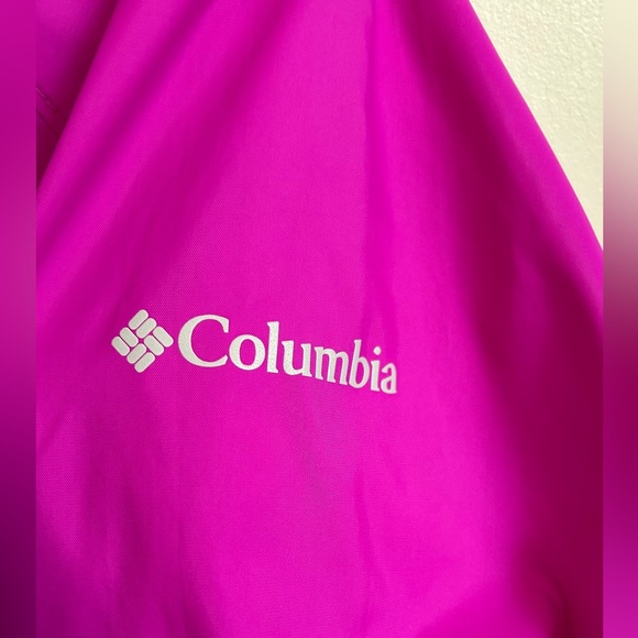 Columbia Jacket Fuchsia Raincoat Hood Front Zip Size Medium - Picture 3 of 8